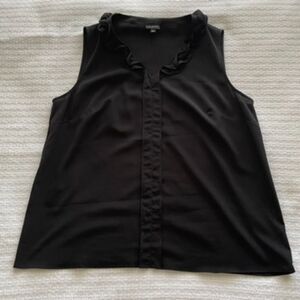 Size 16 Talbots Sleeveless V-Neck Ruffle Blouse in Black